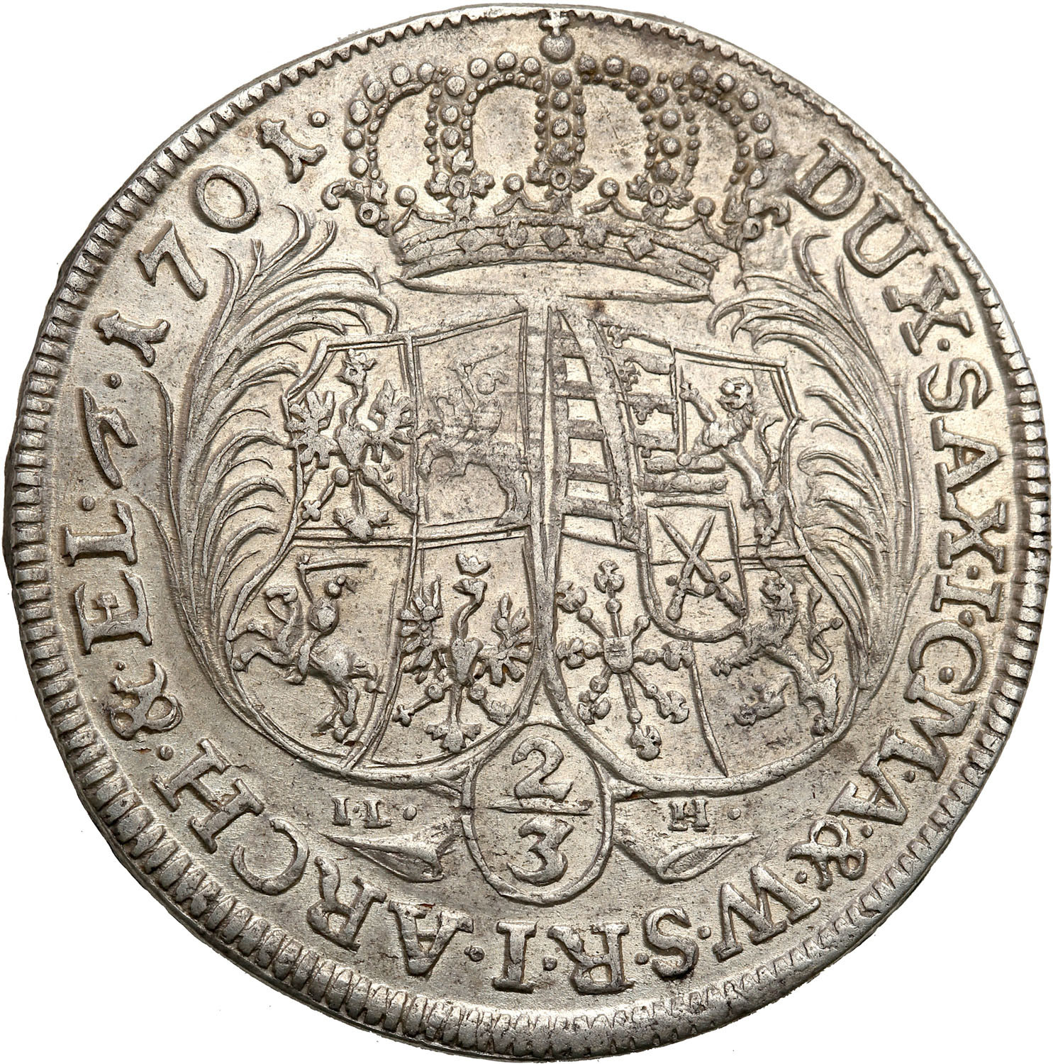 August II Mocny. 2/3 talara (gulden) 1701, Drezno - ŁADNE